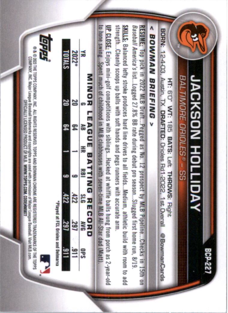 Selección de tarjeta de béisbol Bowman Chrome Prospects 2023 (base) - Imagen 394 de 438