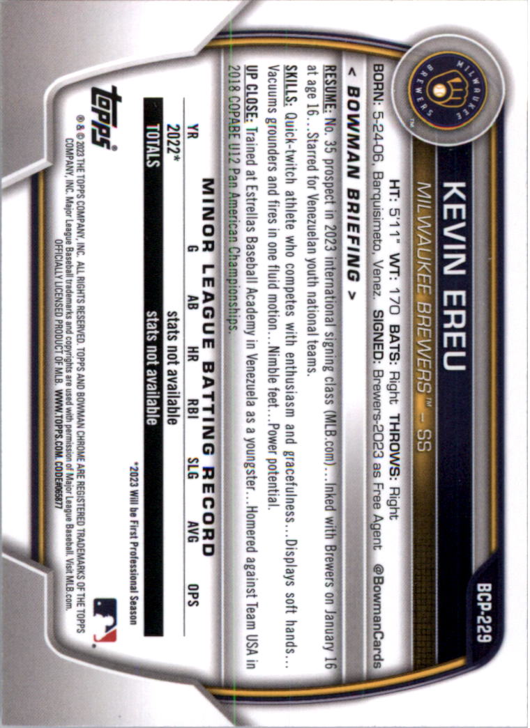 Selección de tarjeta de béisbol Bowman Chrome Prospects 2023 (base) - Imagen 398 de 438