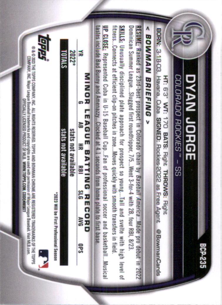Selección de tarjeta de béisbol Bowman Chrome Prospects 2023 (base) - Imagen 410 de 438