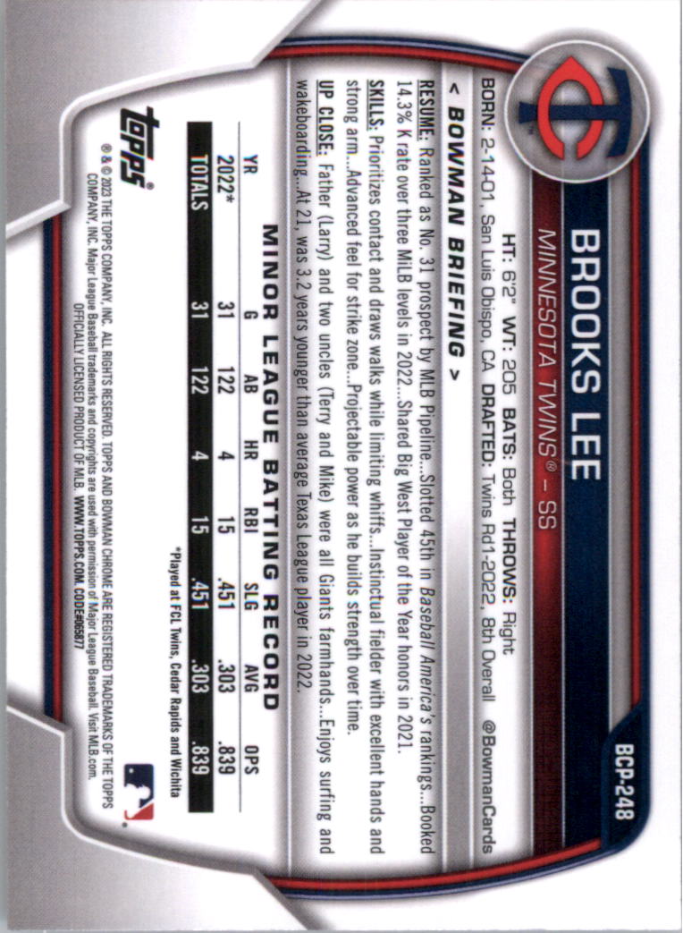 Selección de tarjeta de béisbol Bowman Chrome Prospects 2023 (base) - Imagen 434 de 438