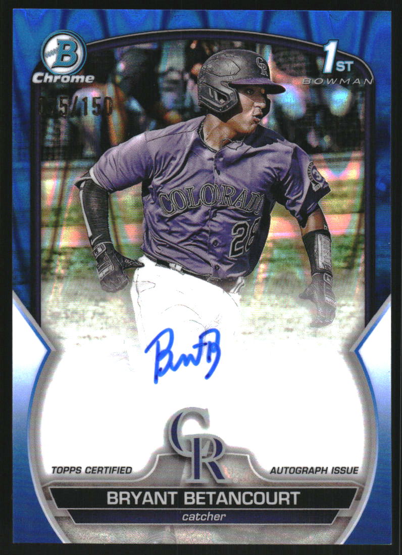 2023 Bowman Chrome Prospect Autographs Blue RayWave Refractors #CPABB Bryant Betancourt