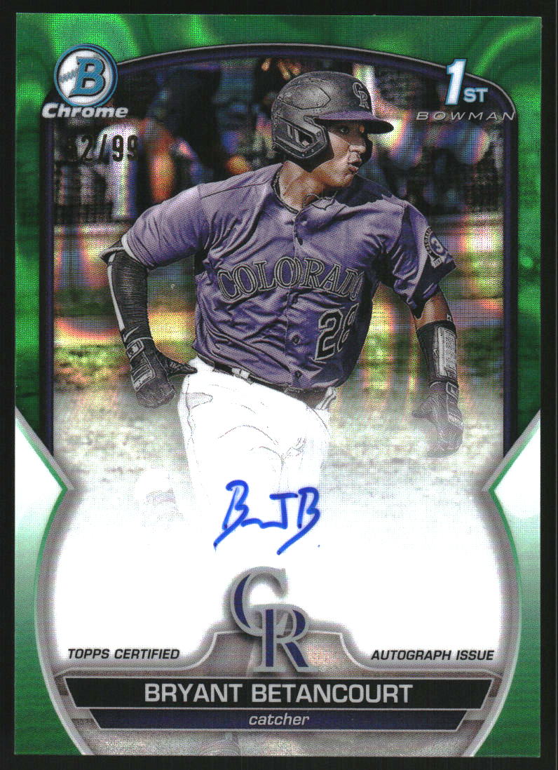2023 Bowman Chrome Prospect Autographs Green Lava Refractors #CPABB Bryant Betancourt