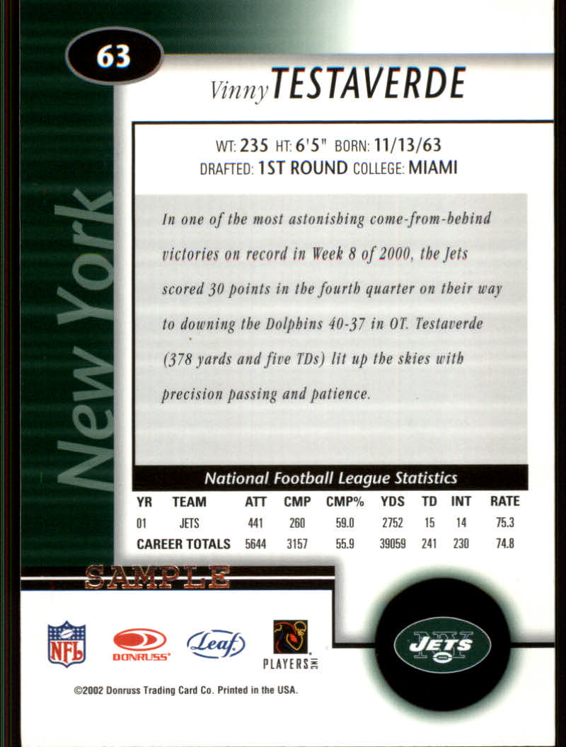 2002 Leaf Certified Football "Insert" Cards - Picture 13 of 17