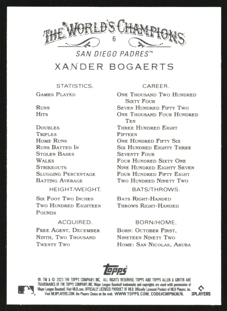2023 Topps Allen and Ginter Foil Filigree #6 Xander Bogaerts