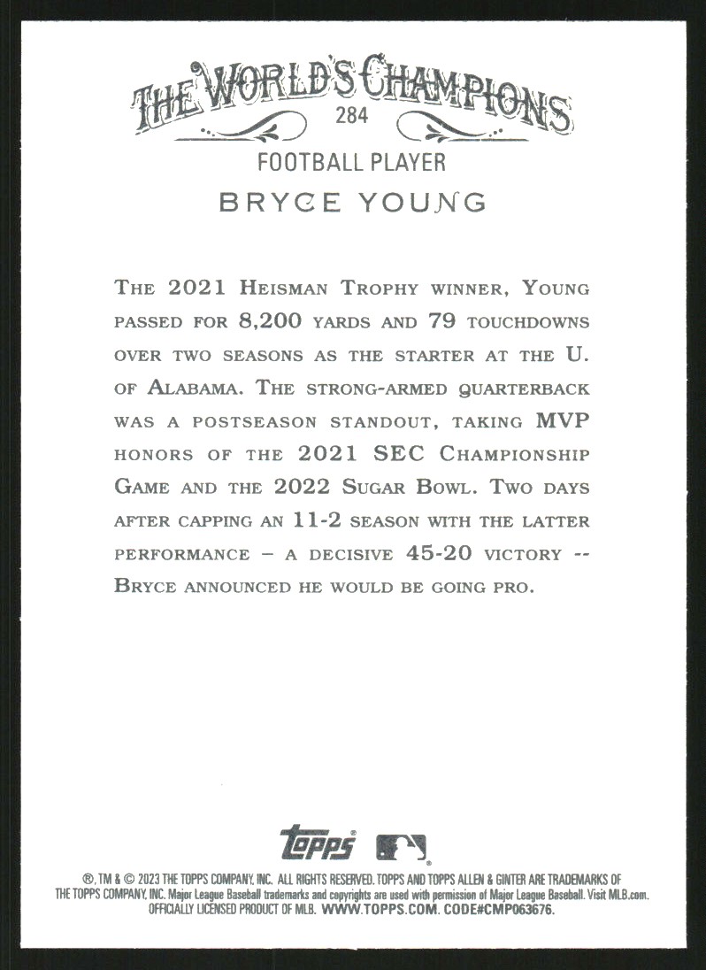 2023 Topps Allen and Ginter Foil Filigree #284 Bryce Young