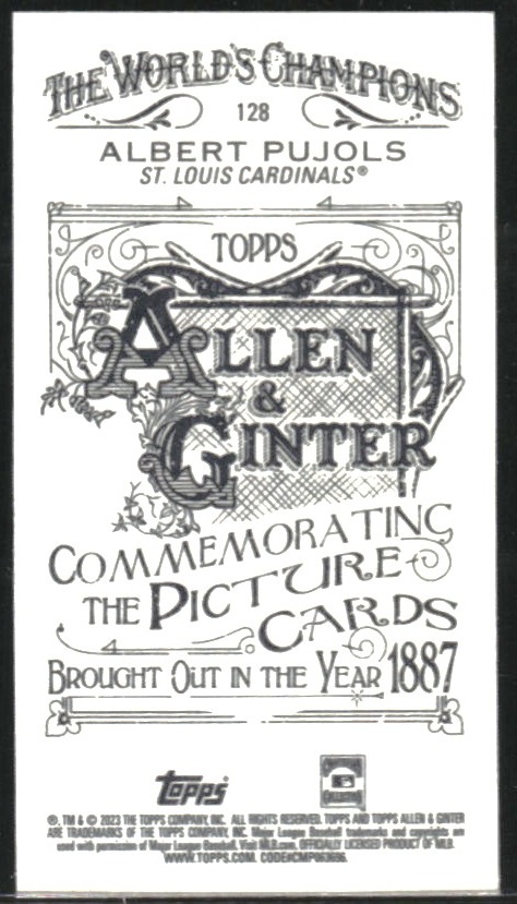 2023 Topps Allen and Ginter Mini A and G Back #128 Albert Pujols
