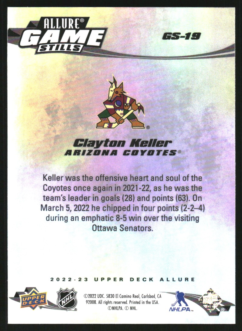 2022-23 Upper Deck Allure Game Stills #GS19 Clayton Keller