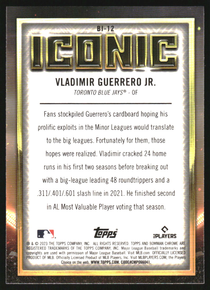 2023 Bowman Chrome Mega Box Bowman Iconic #BI12 Vladimir Guerrero Jr.