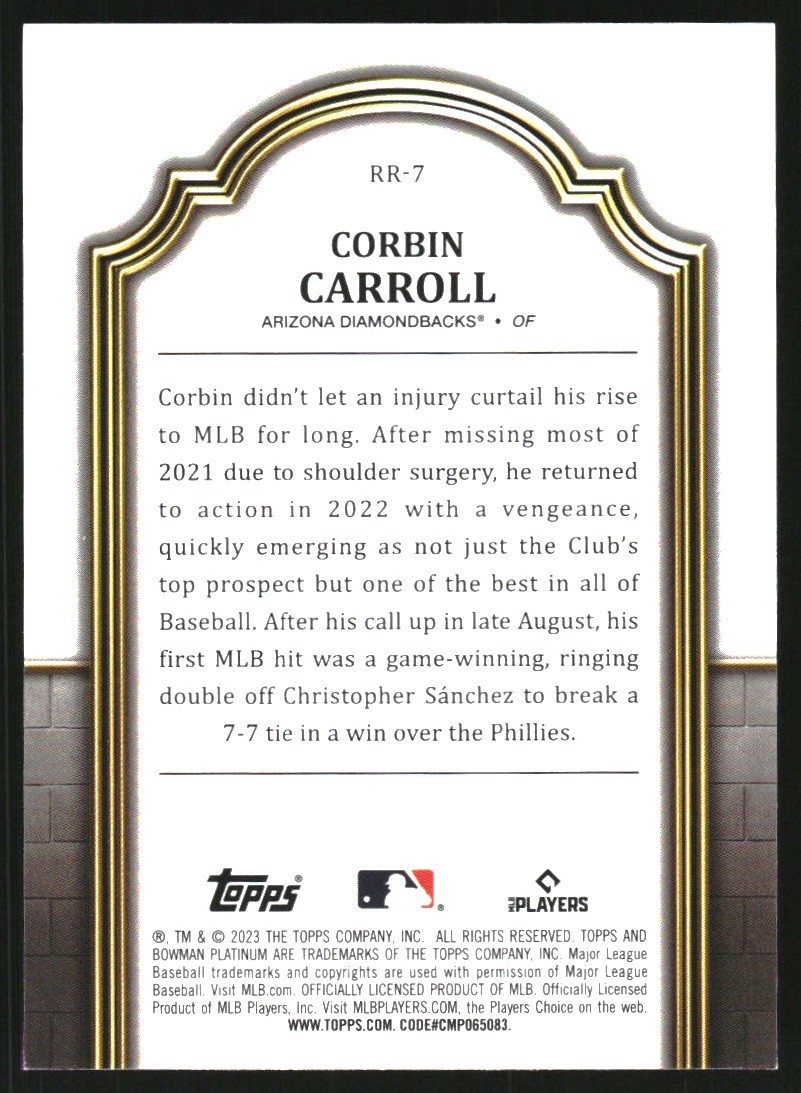 2023 Bowman Platinum Renowned Rookies #RR7 Corbin Carroll
