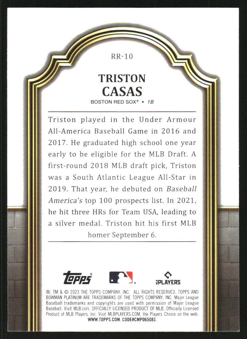 2023 Bowman Platinum Renowned Rookies #RR10 Triston Casas