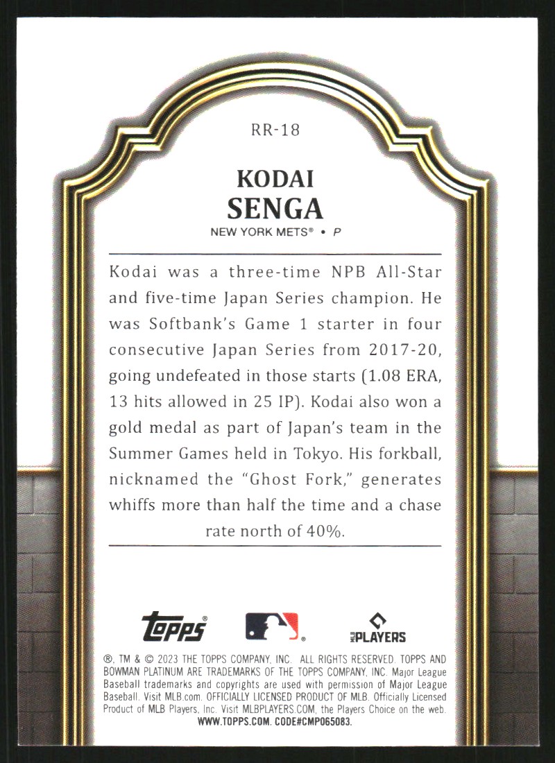 2023 Bowman Platinum Renowned Rookies #RR18 Kodai Senga