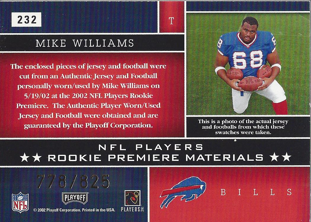 2002 Absolute Memorabilia #232 Mike Williams RPM RC back image