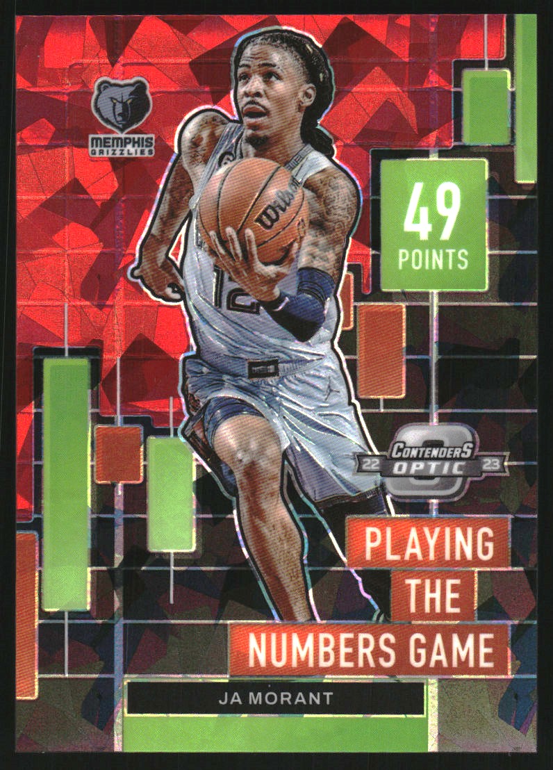 2022-23 Panini Contenders Optic Playing the Numbers Game Red Cracked Ice #12 Ja Morant