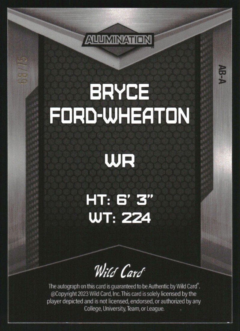 2023 Wild Card Alumination Retail Autographs Crystal Holo Orange #ABA15 Bryce Ford-Wheaton