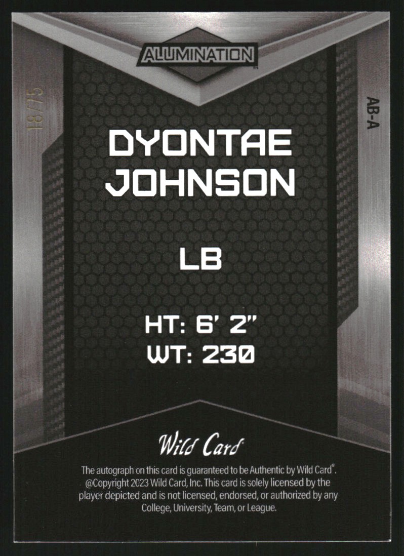 2023 Wild Card Alumination Retail Autographs Crystal Holo Orange #ABA46 Dyontae Johnson