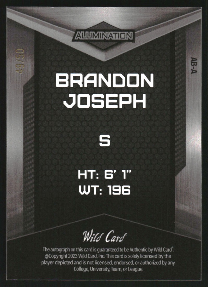 2023 Wild Card Alumination Retail Autographs Crystal Holo Purple #ABA9 Brandon Joseph