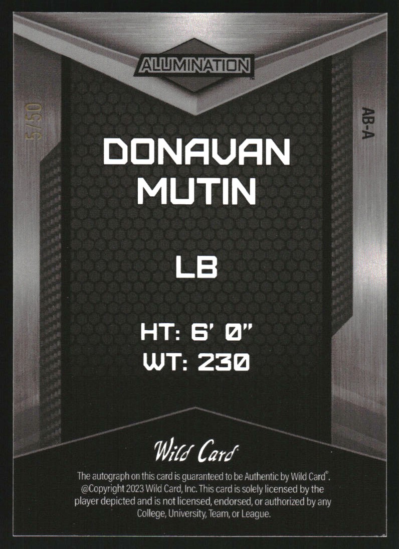 2023 Wild Card Alumination Retail Autographs Crystal Holo Purple #ABA42 Donavan Mutin