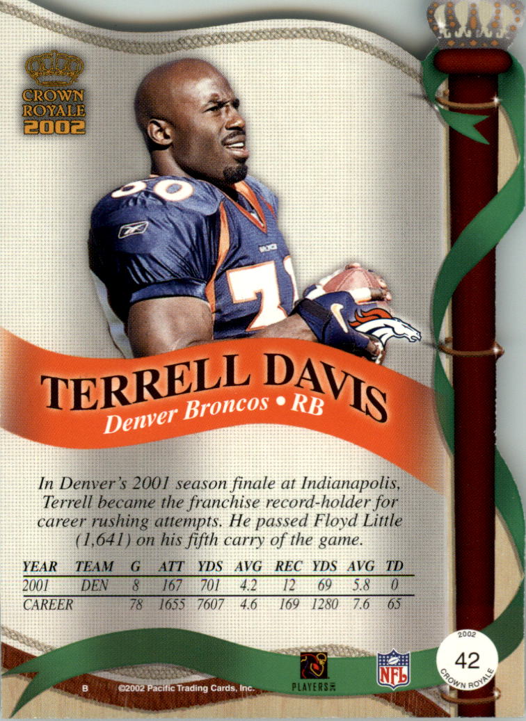 2002 Crown Royale #42 Terrell Davis back image