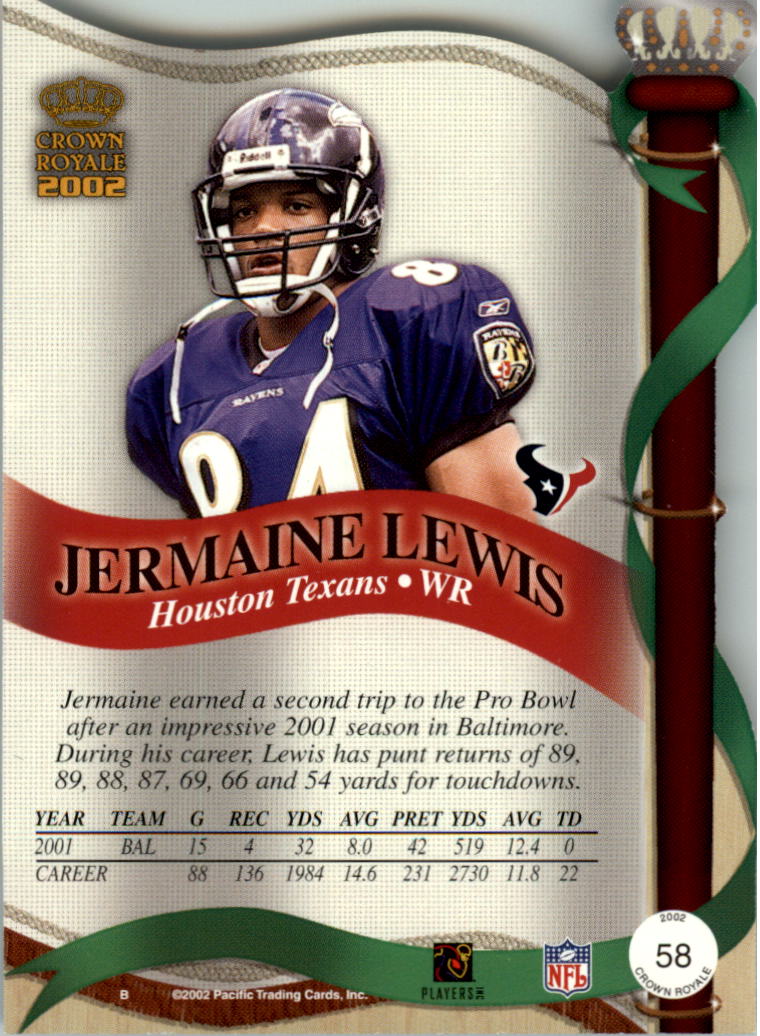 2002 Crown Royale #58 Jermaine Lewis back image