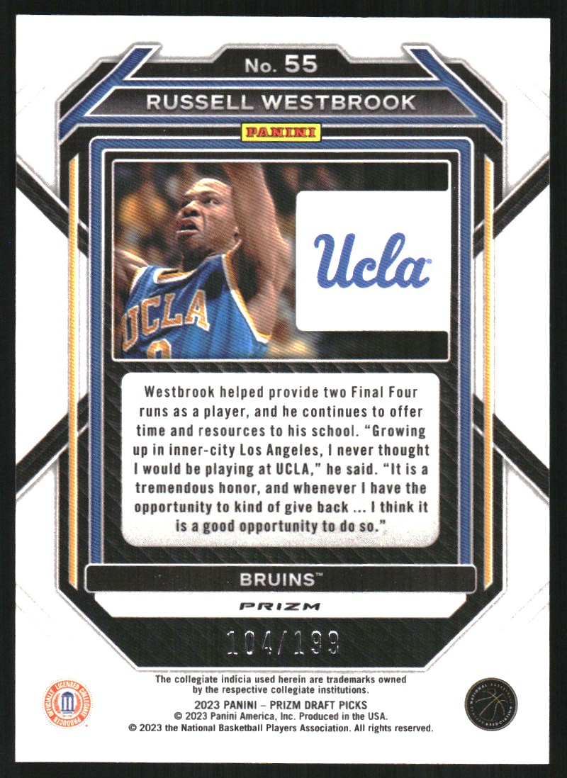 2023-24 Panini Prizm Draft Picks Prizms Blue #55 Russell Westbrook
