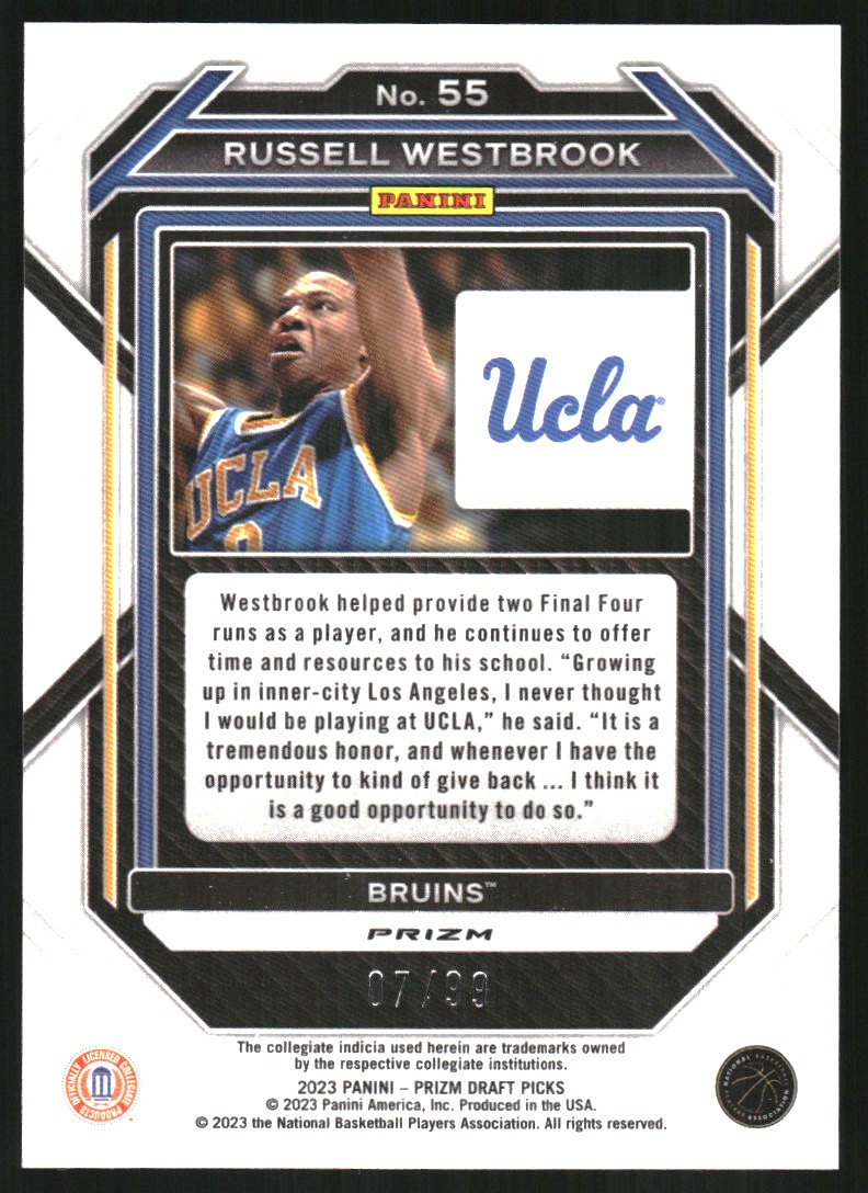 2023-24 Panini Prizm Draft Picks Prizms Blue Ice #55 Russell Westbrook