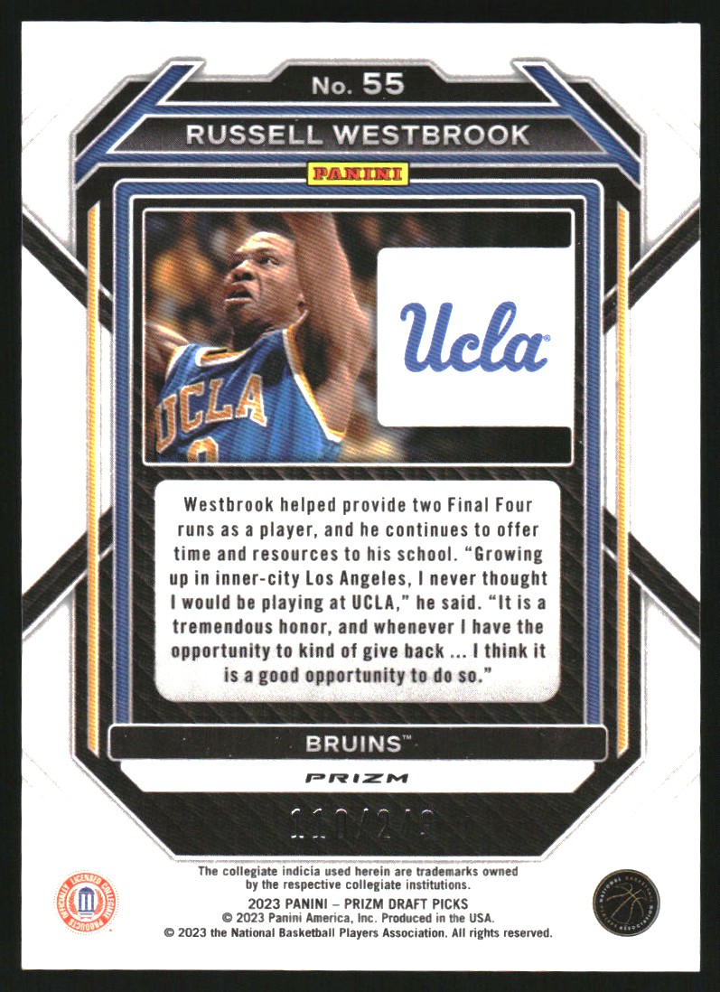 2023-24 Panini Prizm Draft Picks Prizms Blue Wave #55 Russell Westbrook