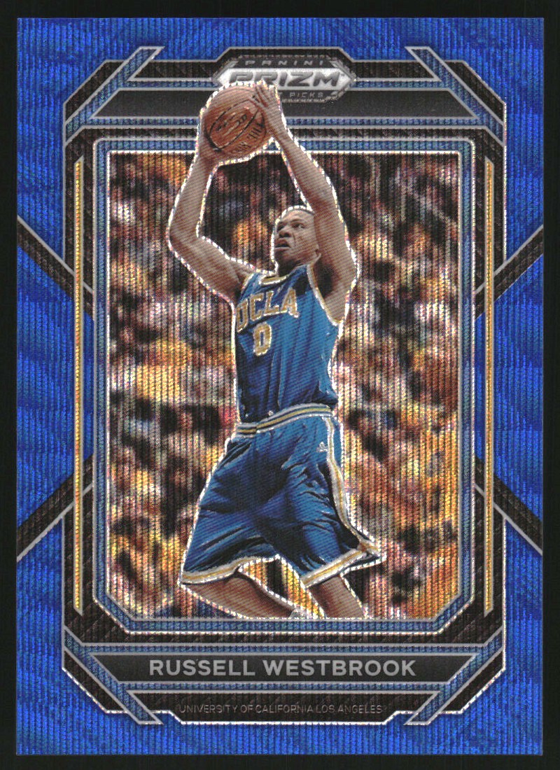 2023-24 Panini Prizm Draft Picks Prizms Blue Wave #55 Russell Westbrook