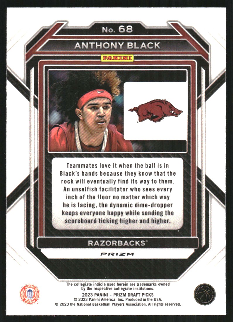 2023-24 Panini Prizm Draft Picks Prizms Hyper #68 Anthony Black