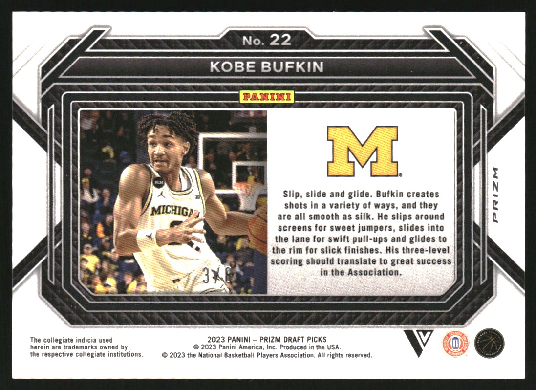 2023-24 Panini Prizm Draft Picks Variation Prizms Choice Green #22 Kobe Bufkin