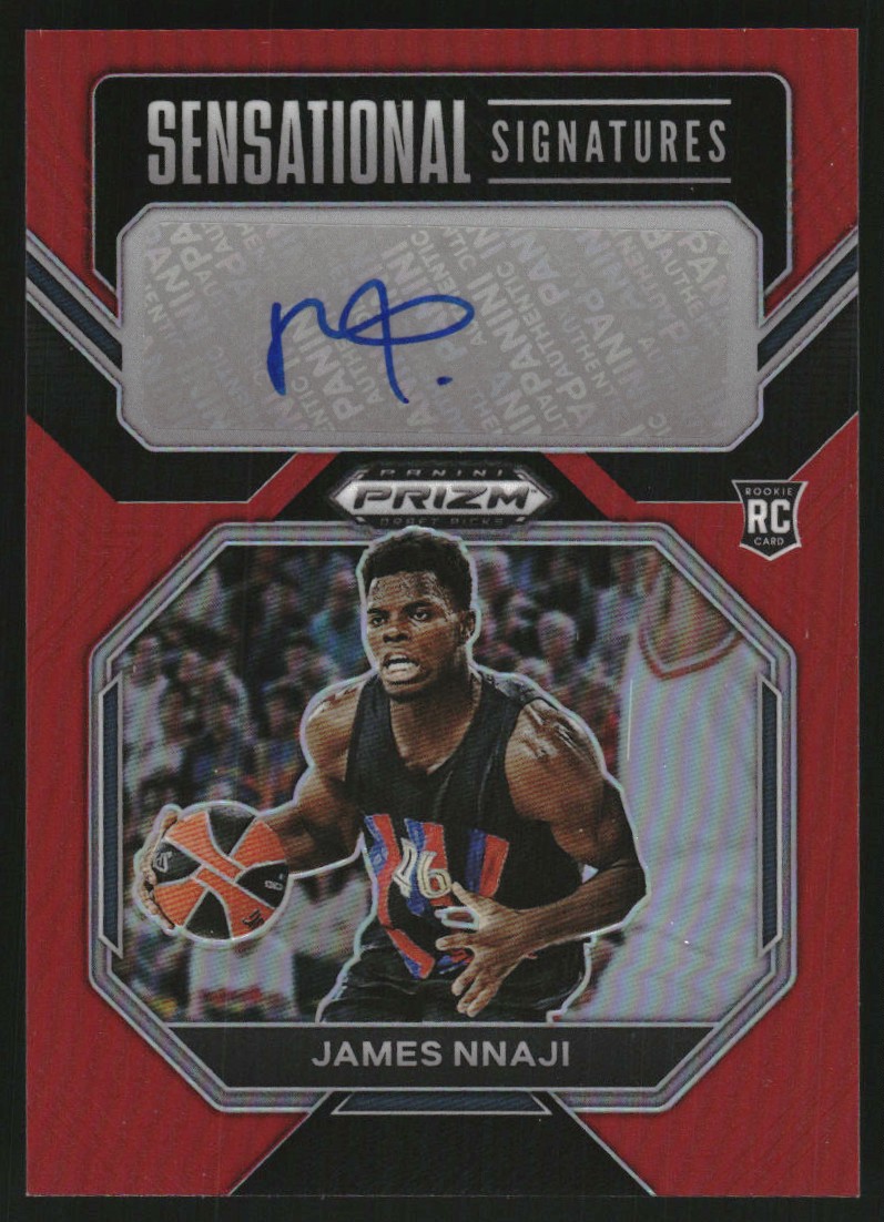 2023-24 Panini Prizm Draft Picks Sensational Signatures Prizms Red #10 James Nnaji/149