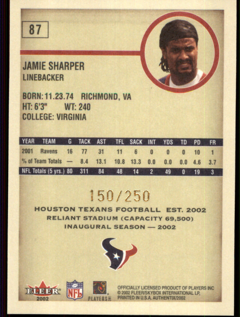 2002 Authentix (Fleer) Football "Parallel" Cards - Picture 7 of 9