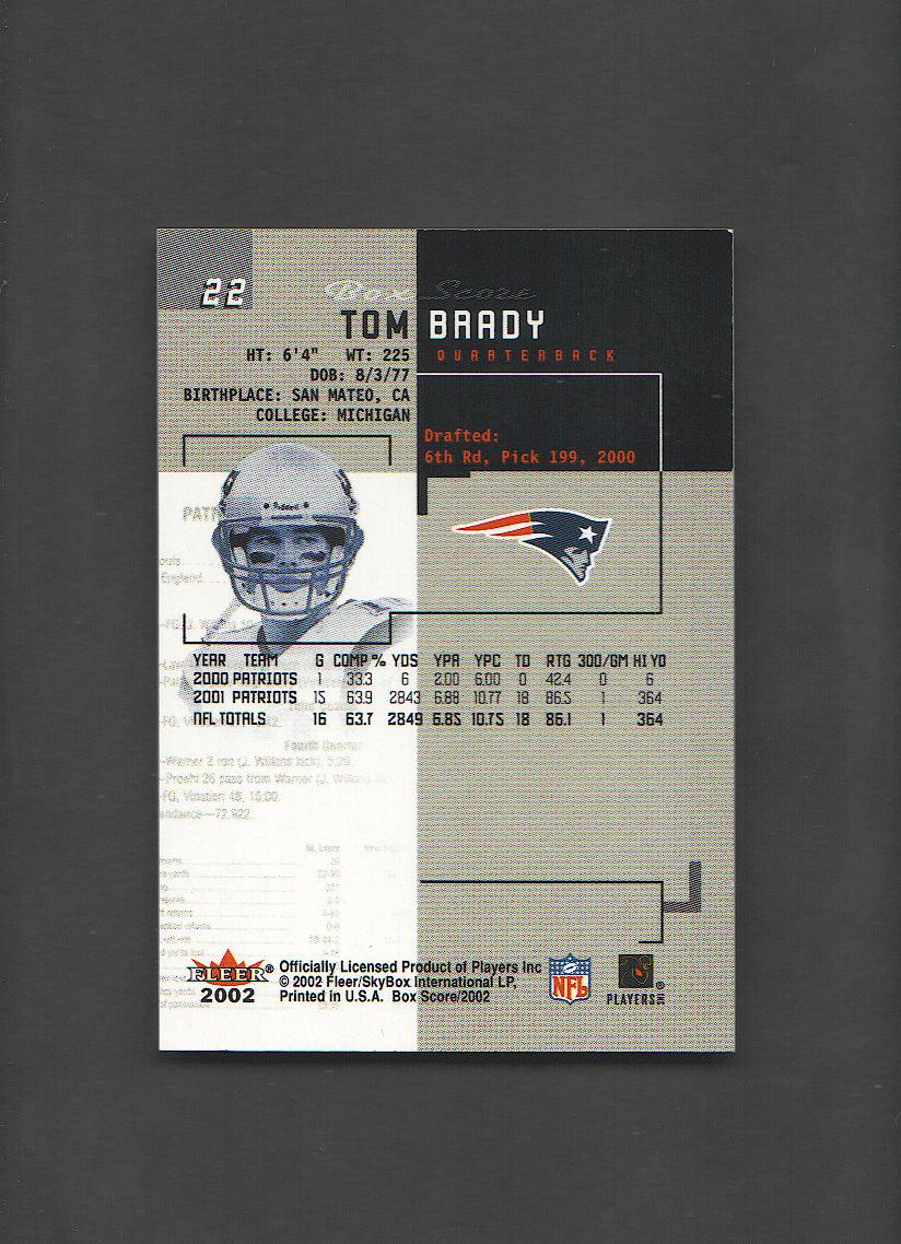2002 Fleer Box Score Classic Miniatures #22 Tom Brady back image