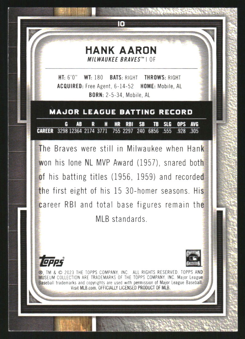 2023 Topps Museum Collection Copper #10 Hank Aaron