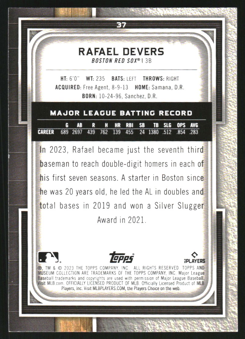 2023 Topps Museum Collection Sapphire #37 Rafael Devers