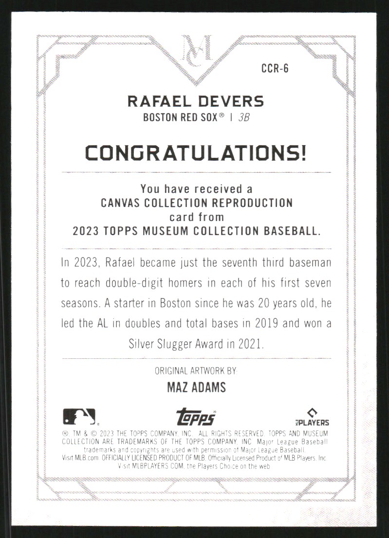 2023 Topps Museum Collection Canvas Collection Reprints #CCR6 Rafael Devers