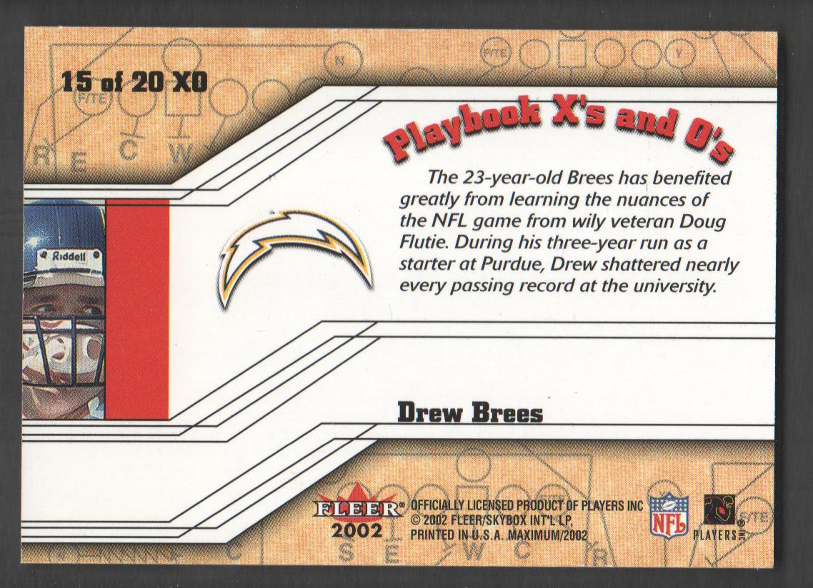 2002 Fleer Maximum Playbook X's and O's #15 Drew Brees back image