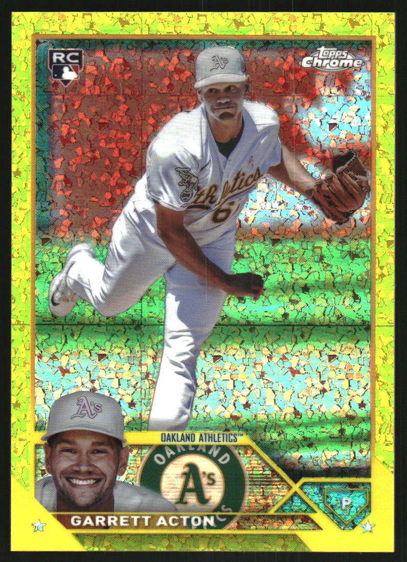 2023 Topps Chrome Update Yellow Mini-Diamond Refractors #USC180 Garrett Acton /75