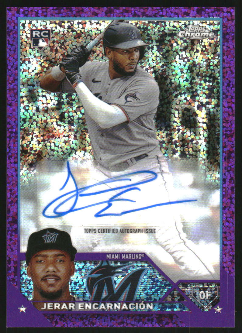 2023 Topps Chrome Update Autographs Purple Speckle Refractors #ACJE Jerar Encarnacion Auto /299