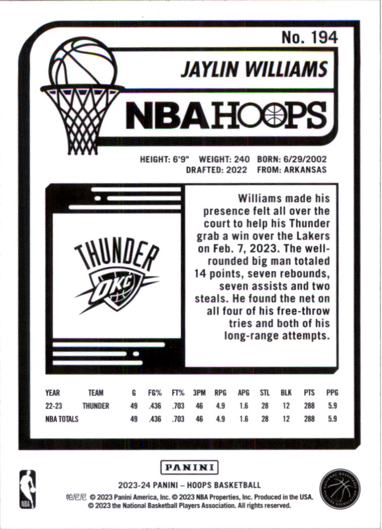 2023-24 Hoops Basketball Card Pick (Base) 101-300 - Picture 188 of 396