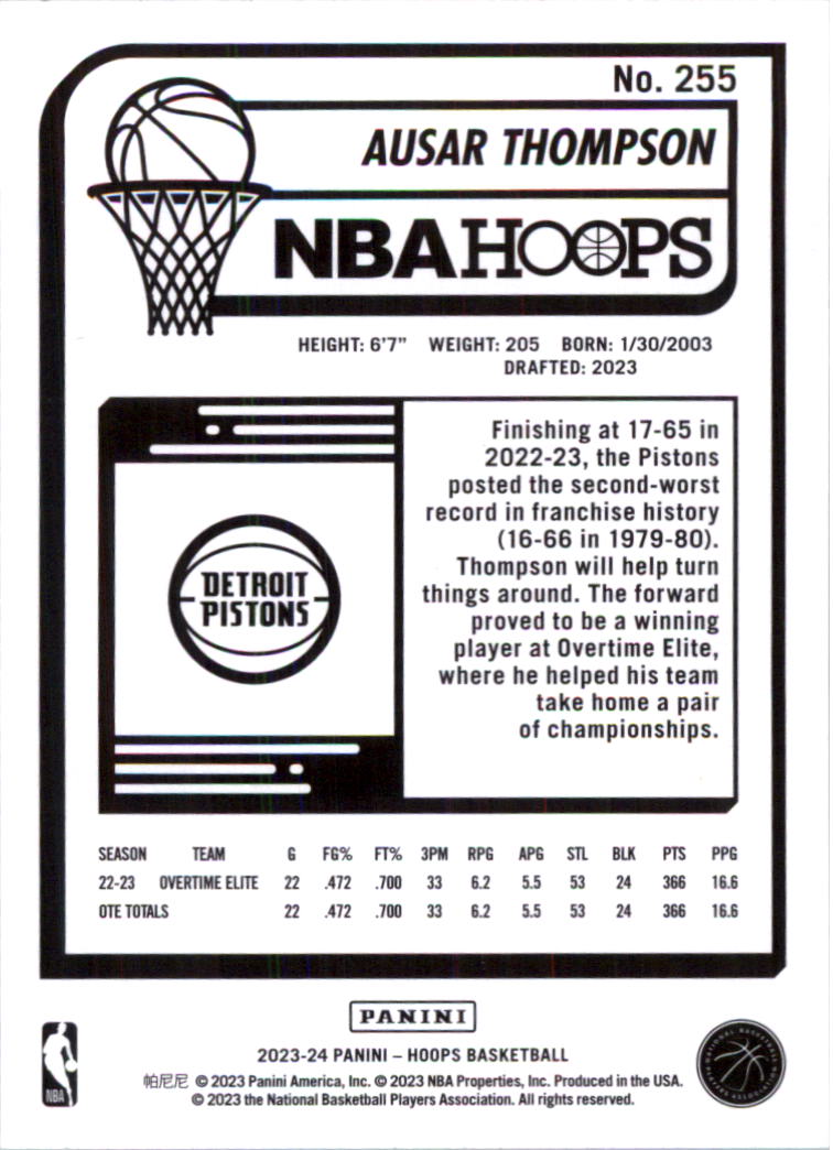 2023-24 Hoops Basketball Card Pick (Base) 101-300 - Picture 310 of 396
