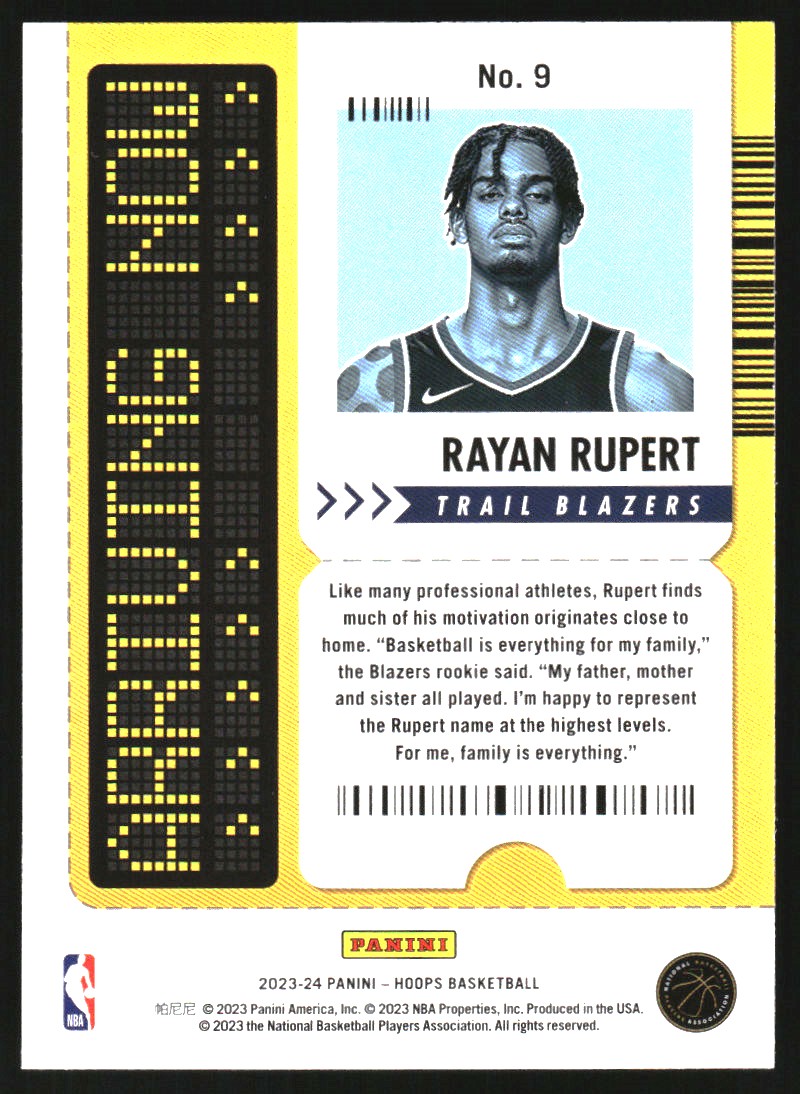 2023-24 Hoops Arriving Now #9 Rayan Rupert