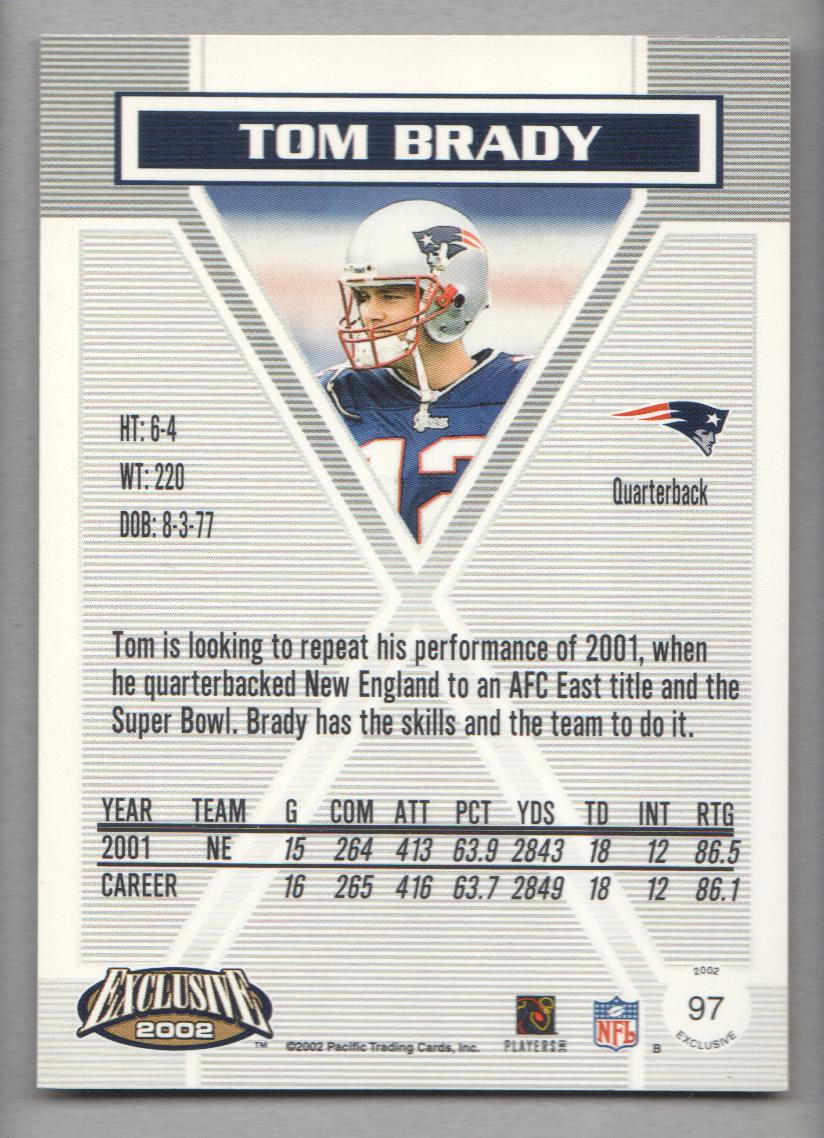 Tom Brady 2002 Pacific Exclusive Card #97