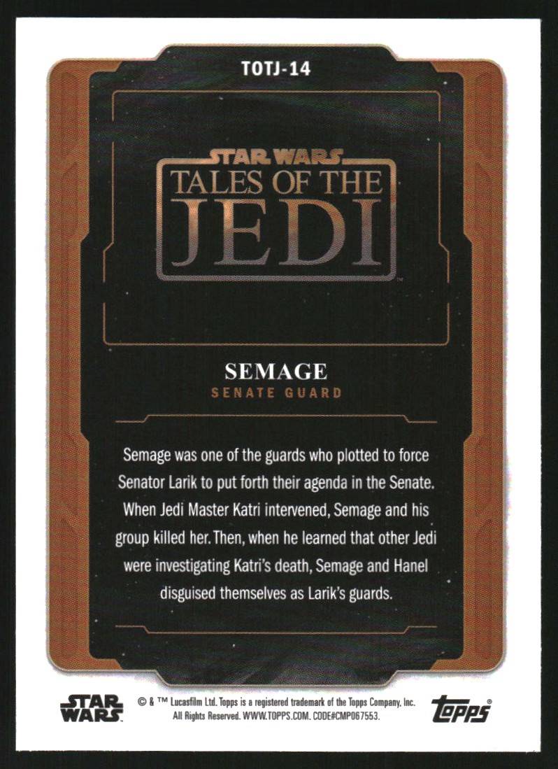 2023 Finest Star Wars Tales of the Jedi #TOTJ14 Semage