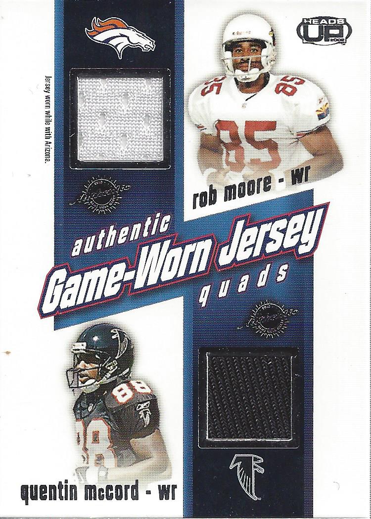 2002 Pacific Heads Up Game Worn Jersey Quads #43 Rob Moore/Quentin McCord/Avion Black/Patrick Johnson
