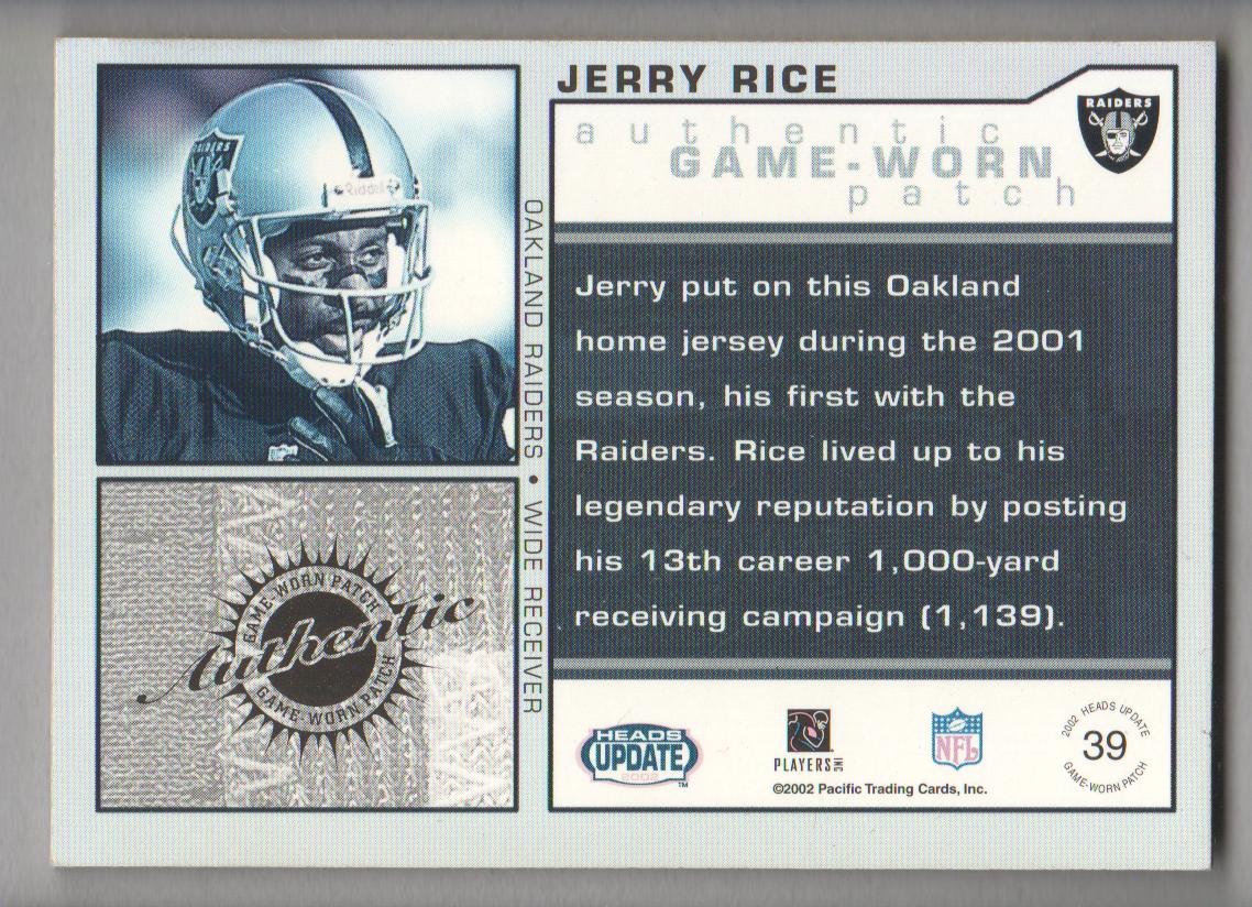 2002 Jerry Rice Game-Used, Signed Raiders Jersey “2002 Game Used