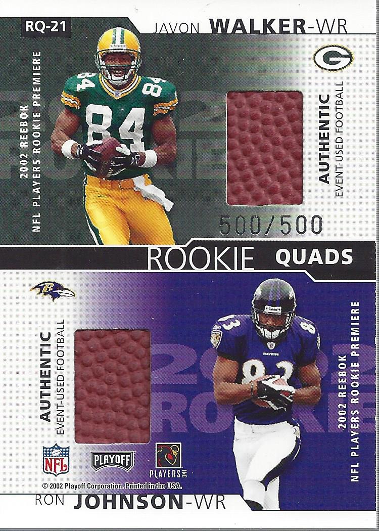 2002 Playoff Honors Rookie Tandems/Quads #RQ21 Donte Stallworth/Reche Caldwell/Javon Walker/Ron Johnson back image