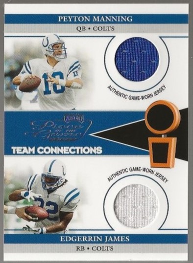 2002 Playoff Piece of the Game Materials #61J Peyton Manning JSY/Edgerrin James JSY/500