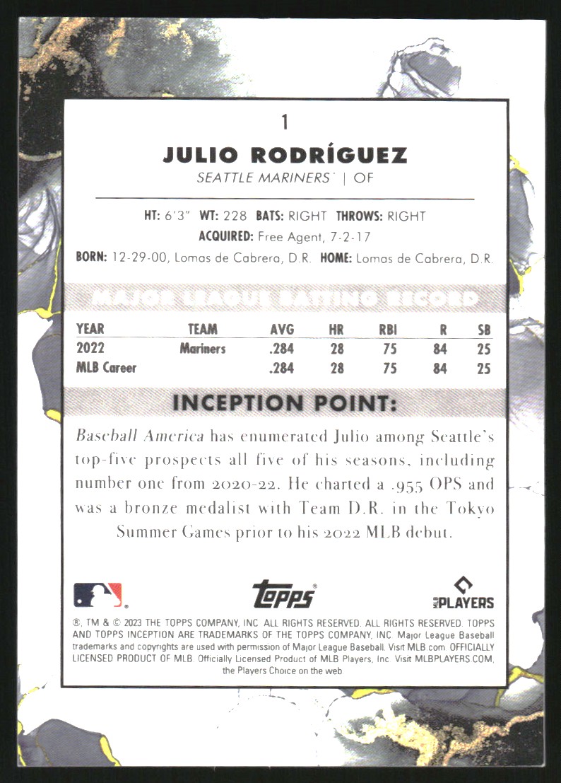 2023 Topps Inception Green #1 Julio Rodriguez