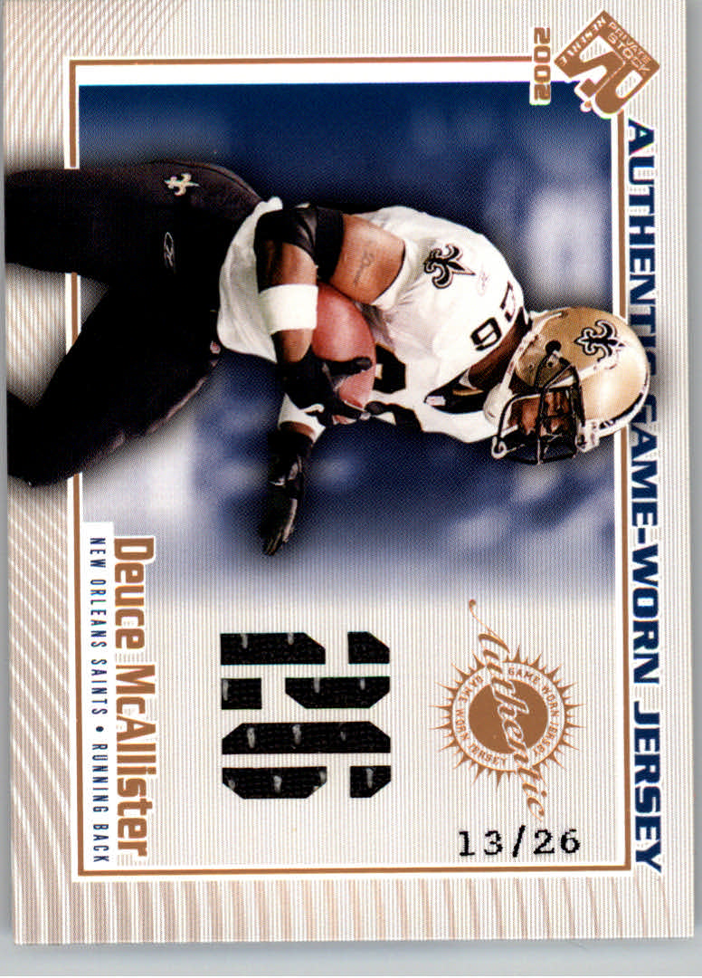 2002 Private Stock Game Worn Jerseys Numbers #82 Deuce McAllister/26