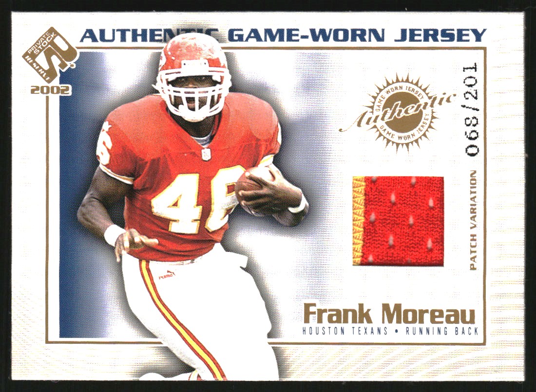 2002 Private Stock Game Worn Jerseys Patches #56 Frank Moreau/201